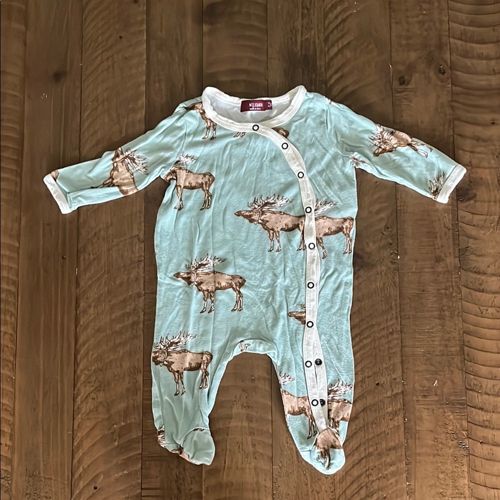 Milkbarn bamboo Moose Print Kids One Piece